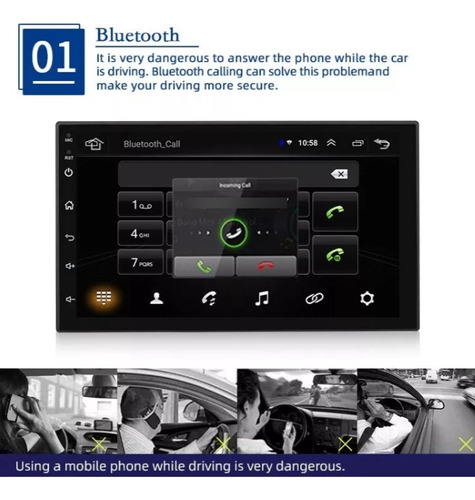 Radio Auto Android 12.2 1 Din Pantalla Touch 7'' 2 Gb 32 Gb