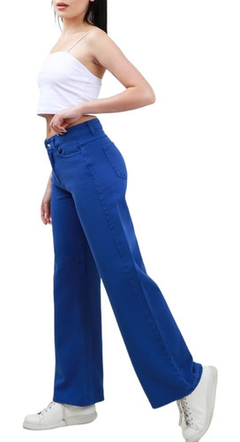 Pantalon Jeans Denim Wide Leg Palazzo Tiro Alto Ultima Moda