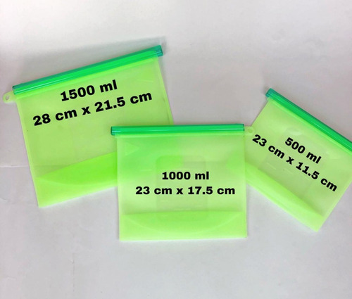 Imagen 2 de 5 de Bolsas Silicón Reusable Antiderrames Herméticas 3 Pzs