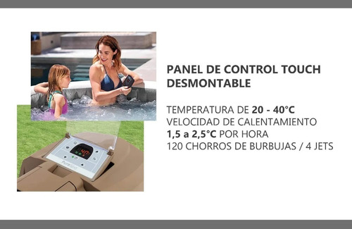 Imagen 3 de 6 de Spa Jacuzzi Inflable Burbuja Terapia Redondo 196 X 71 Cm