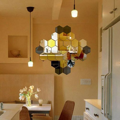 Para Juego De Pegatinas De 100 Piezas De Espejo Hexagonal