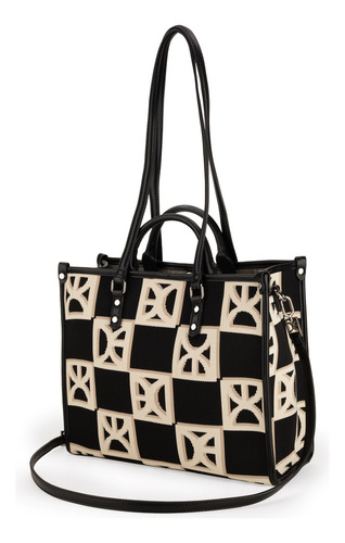 Bolsa Tote Cloe Para Mujer Mediana Doble Función Con Pouch Color Negro