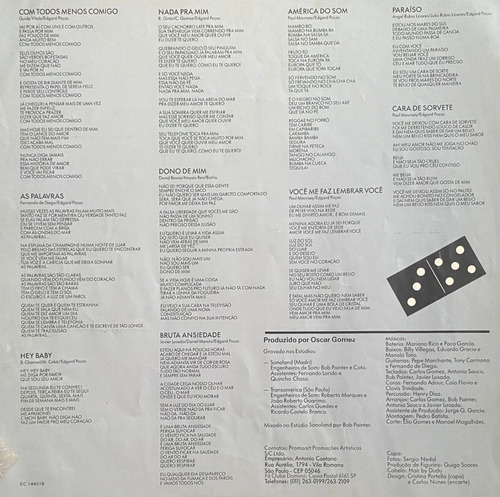 Dominó - Com Todos Menos Comigo - Lp 1988 (Usado)