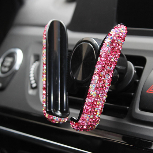 2 Soporte Para Teléfono De Coche Con Diamantes De Rosa Roja