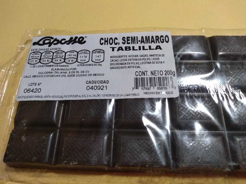 Chocolate Para Repostería Laposse Semiamargo C/ 10 Barras