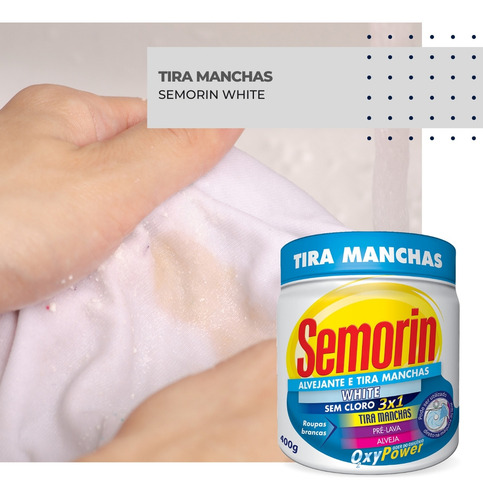 Tira Manchas Em Pó Pote Semorin 400g White Roupas Brancas