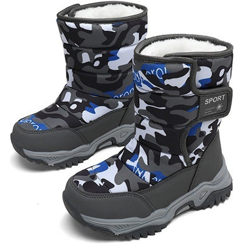 Botas De Nieve De Camuflaje De Felpa Para Niñas Y Niños