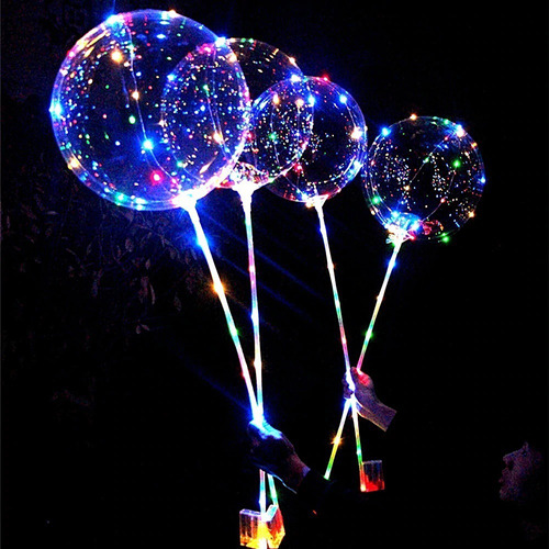 Globo Bubble Burbuja Cristal 18 PuLG+led+portaglobo