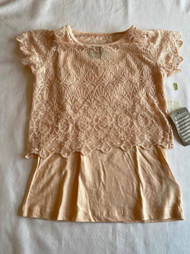 Remera Rosa Con Encaje. Nena Talle 9-10 Años Renner Nueva