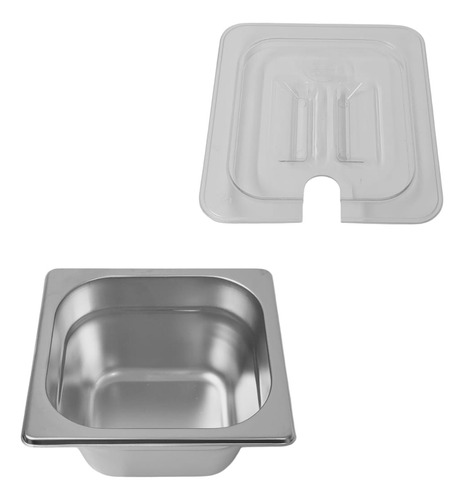 Kit 40 Cubas 1/6 10 Cm De Inox + 40 Tampas Abertura Colher