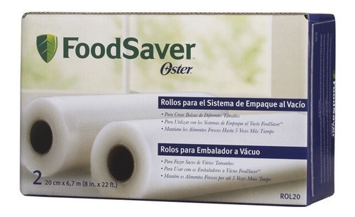 2 Rollos Vacio Gofrado Foodsaver Oster 20x670 Cms (1 Caja)