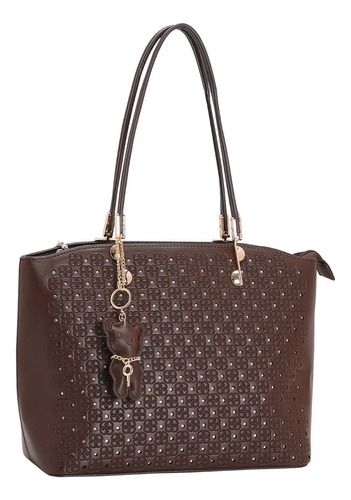 Bolsa Feminina Bordado Monograma Ombro 3483936 Original Cor Cafe