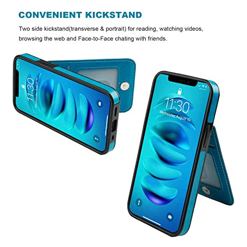 Funda Cartera Para iPhone 14 Pro Max Azul Premium Pu L-024