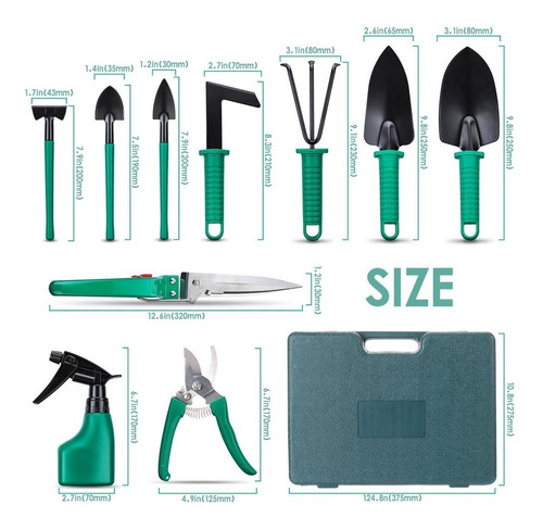 Imagen 2 de 7 de Kit Jardineria Set 10 Pzas Valija Herramientas Huerta Jardin