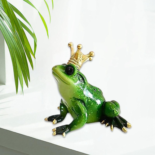 Para Figuras De Corona Con Rana Verde Divertida Y