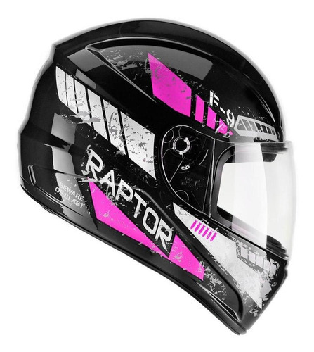 Capacete Fly F-9 Raptor Preto E Rosa 58