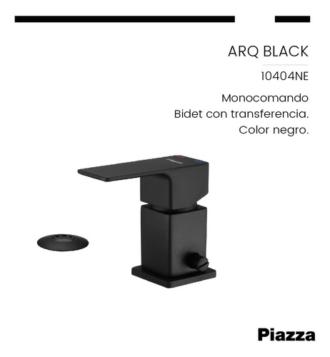 Grifería Bidet Monocom Baño Transfe Piazza Arq Negro Canilla