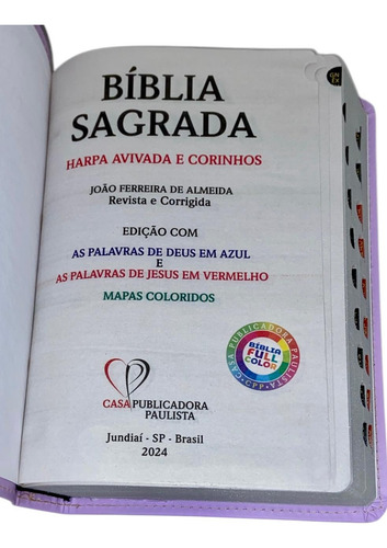 Bíblia Sagrada Lilas Com Índice Gigante Com Harpa