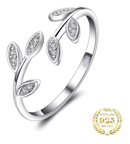 Anillo Hojas Ajustable De Plata 925