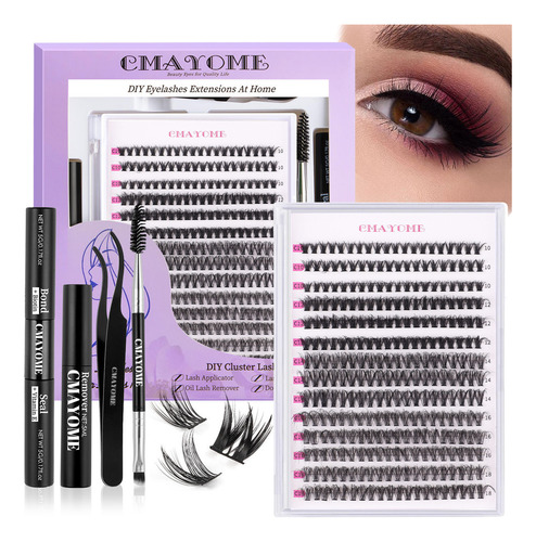 Kit Para Pestañas Extensiones Diy280 Cluster Adhesivo+clips.