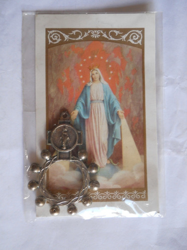 Estampita + Denario De Metal Virgen De La Medalla Milagrosa