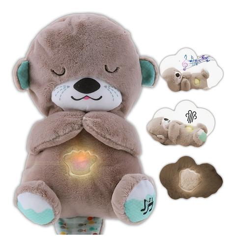 Peluche Para Bebé Nutria Dormida Que Respira Luz Y Sonido