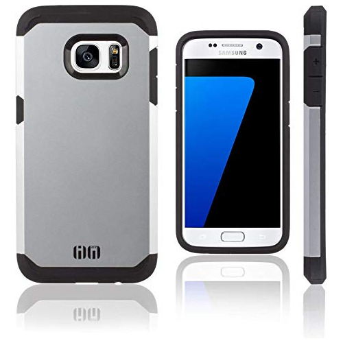 Funda Para Samsung Galaxy S7 Negro/plata Duro Plastico