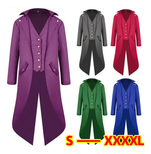 Vestido Tipo Chaqueta Tipo Frac Steampunk Para Hombre, Talla Grande, Xxxxxl