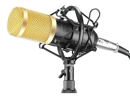 Microfone de mesa condensador M5 Youtuber de 3,5 mm para montagem em choque e cor preta
