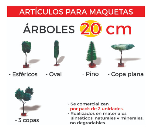 Artículos Maquetas : Arboles 20cm. Pack 2 Unidades