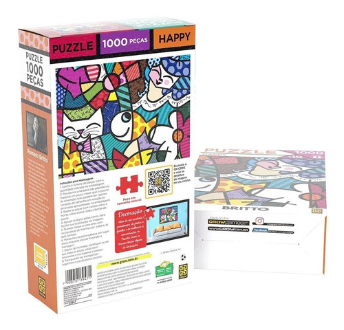 Puzzle Grow 1000 Peças Romero Britto Happy - Quebra Cabeças