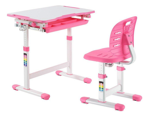 Mesa E Cadeira Infantil Regulável Rosa - B201s-pink