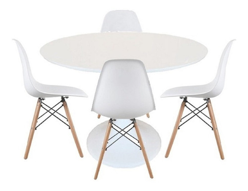 Combo Mesa Tulip De 100 Cm Y 4 Sillas Eames Miagala