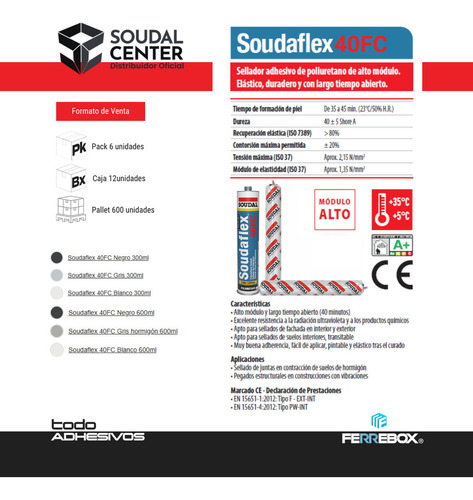 12 Uni Sellador Pu Soudaflex 40fc Blanco 300 Ml |soudal