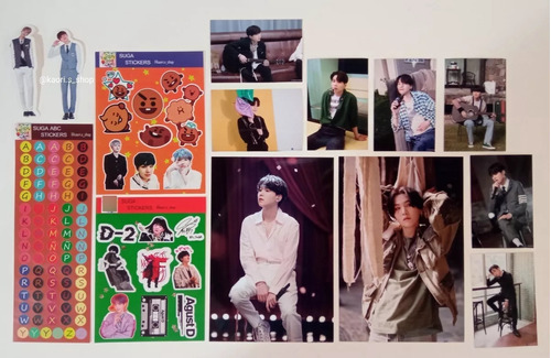 Bts Suga Yoongi Stickers + Photocards Bias Set  Fanmade Kpop