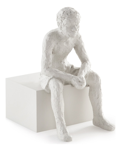 Escultura Decorativa Pessoa Sentada Branco 17,5x15