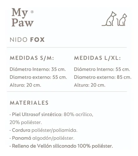 Camas Cuchas Nido Para Perros Y Gatos My Paw Fox Grandes