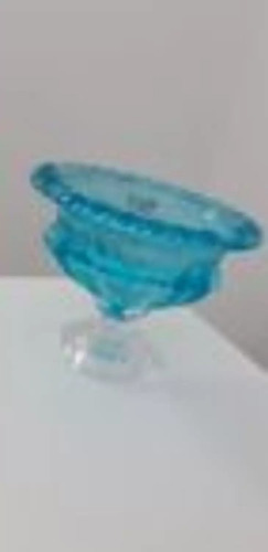 Centro De Mesa 20 Cm De Cristal Azul Turquesa Com Pé Sussex