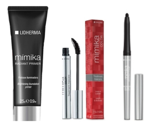 Lidherma Mimika X3 Mascara Pestañas Primer Y Lapiz Ojos 