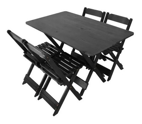 Conjunto sala de jantar Luguinet Luguinet MP-120x70-4C com 4 cadeiras mesa de  70cm comprimento máximo x 120cm de largura x 73.5cm de altura - Preto