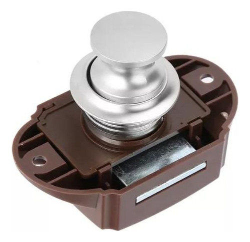 Kit 2 Maçanetas Push Lock Plastico Preto Liga De Zinco Cor Cromado