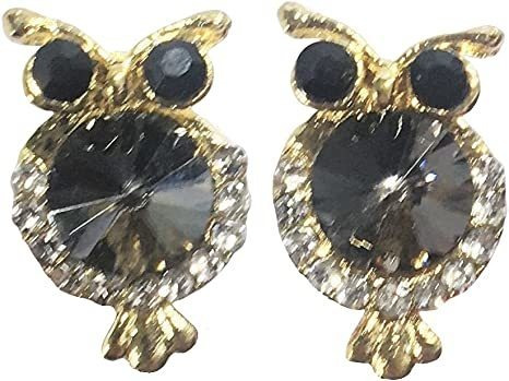 Pendientes De Cristal De Búho De Moda Chapado En Oro