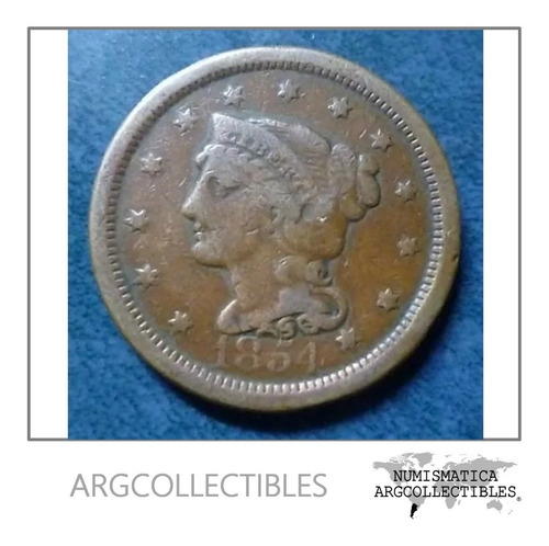 Usa Moneda 1 Centavo De Cobre Vf 1854 (braided Hair) Km 67