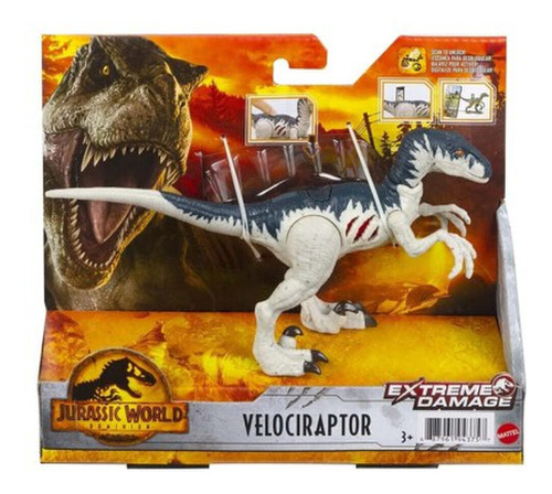 Mattel Jurassic World Extreme Damage Velociraptor Dino