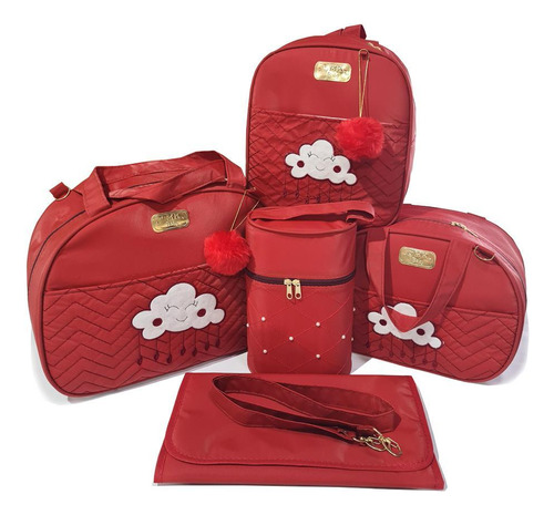 Bolsa Maternidade Nuvem Chuva De Amor Kit 5 Pçs Impermeável