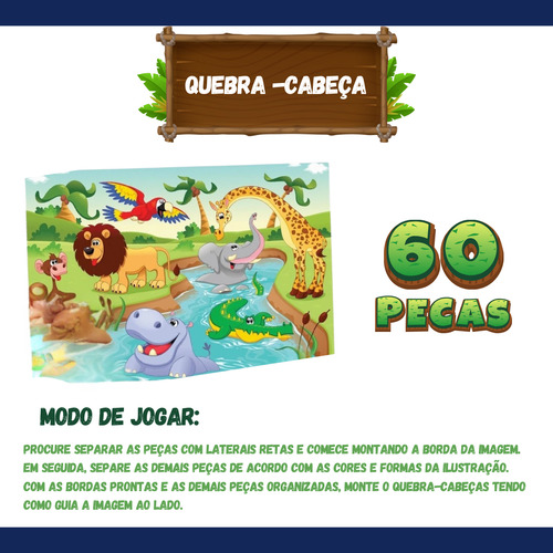 Jogos 3 Em 1 Animais Dominó Quebra Cabeça Jogo Da Memória