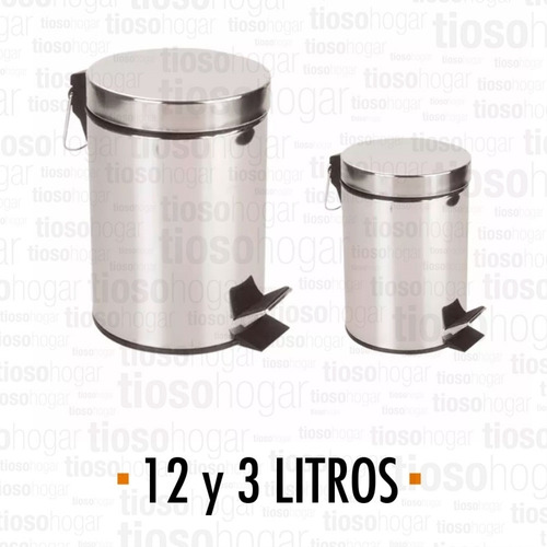 Set 2 Cestos Tachos De Basura Acero Inoxidable 3 Lts 12 Lt