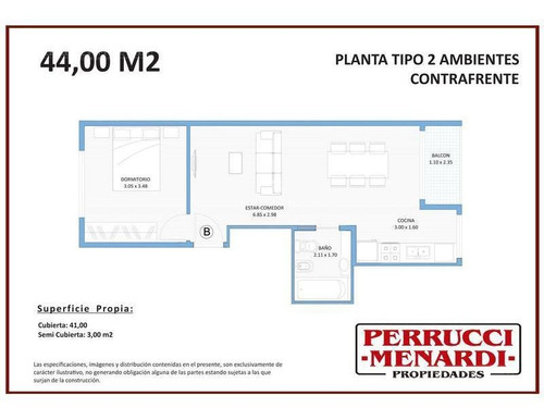 Imagen 11 de 11 de Departamento 2 Ambientes Con Cochera