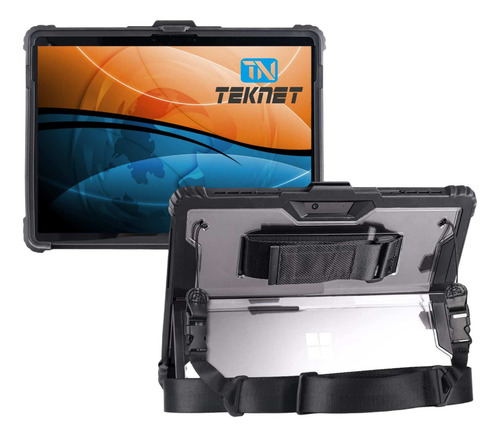 Funda Correa Transparente Para Microsoft Surface Pro 9 De 13 Color Transparente-Negro