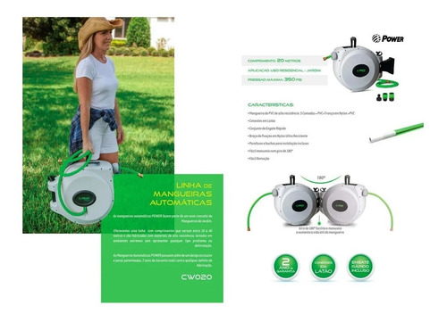 Enrolador De Mangueira De Jardim Automática 20m Cw020 Power